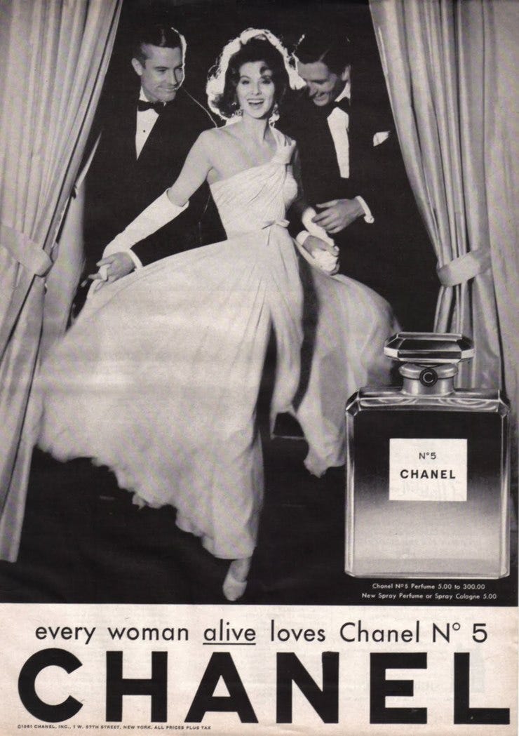 Vintage Chanel No. 5 perfume ad 
