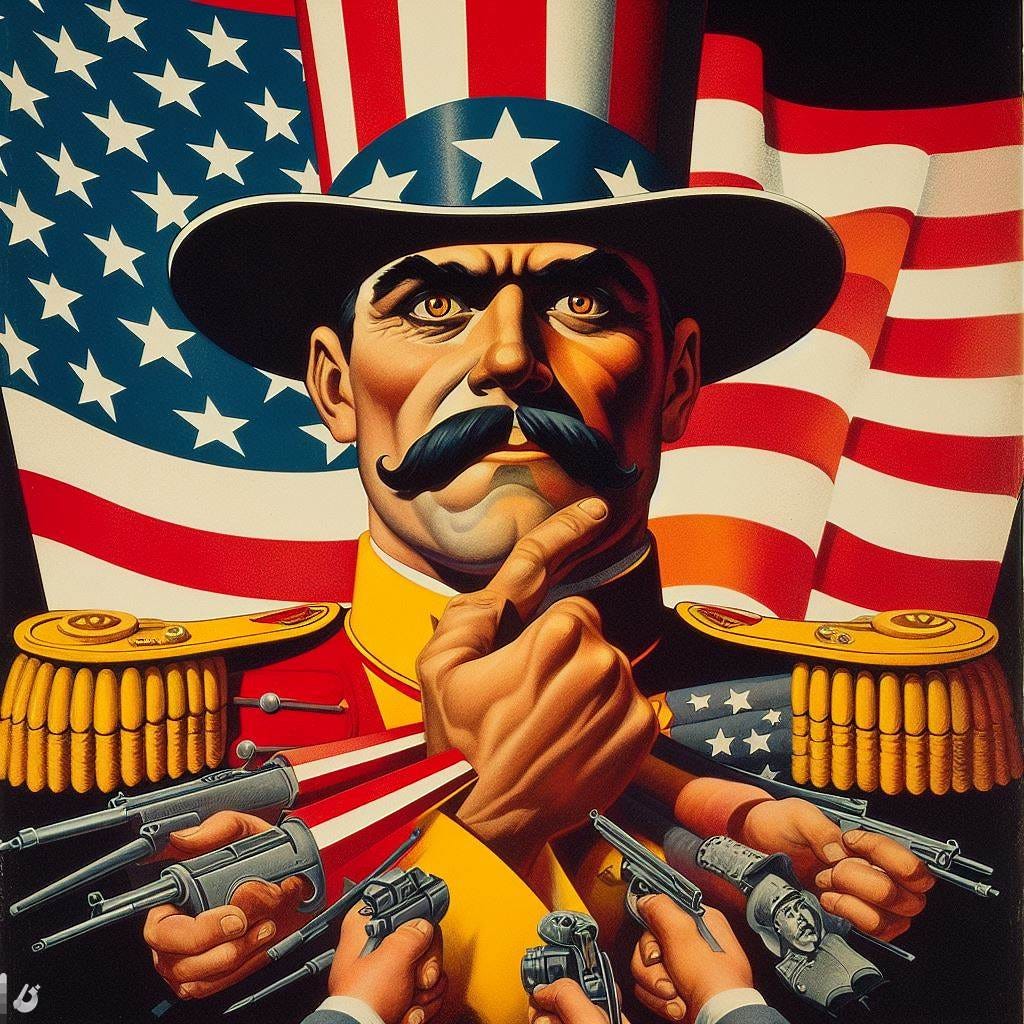 A 1930s propaganda poster with an American version of a Spanish dictator