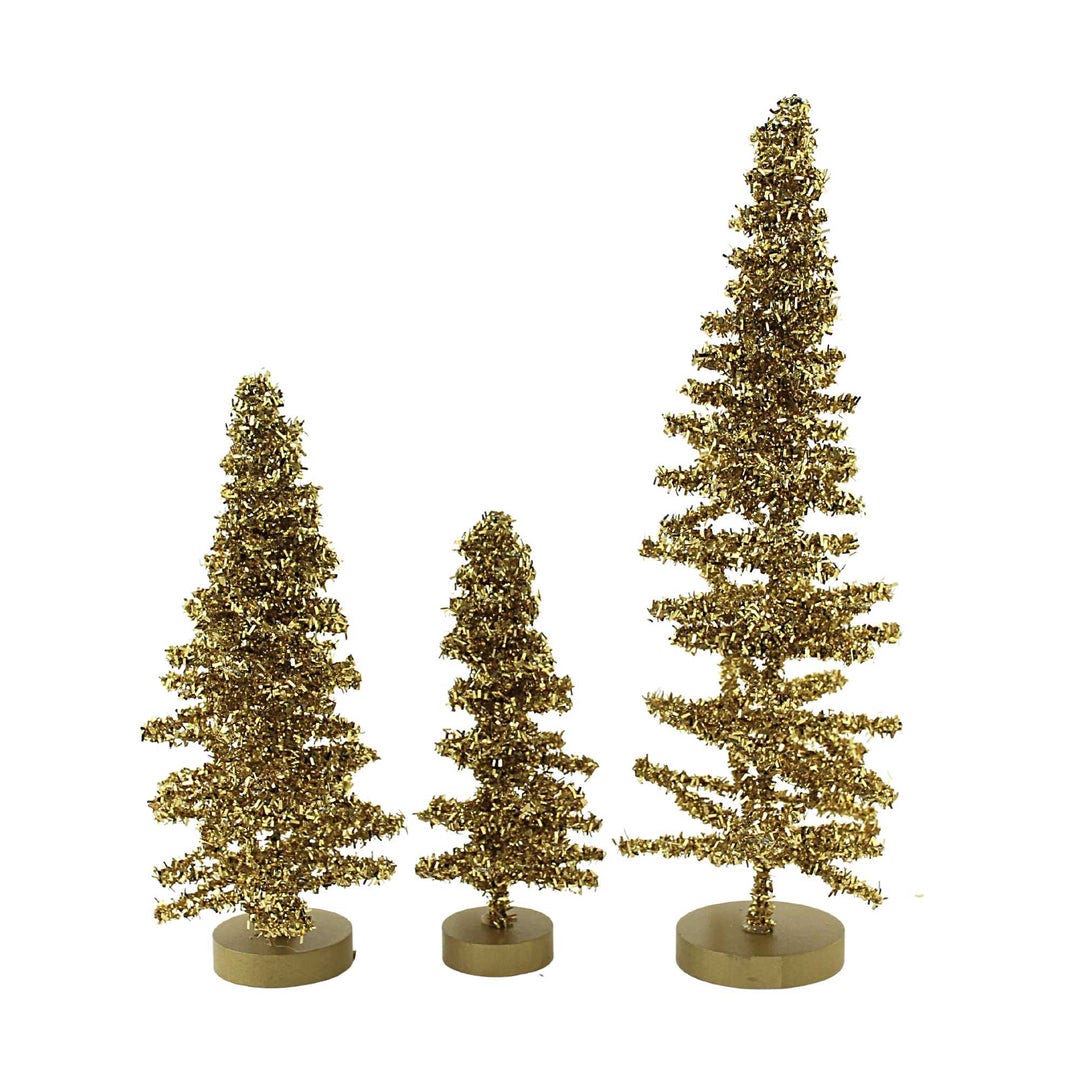 Cody Foster Tinsel Tree Gold Set/3 Plastic Christmas Sparkly Shiney Cd1647g  | SBKGifts.com