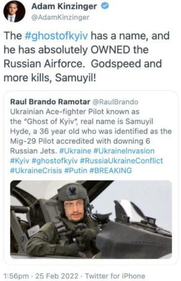 Will on X: "@GossiTheDog TBT when a US Congressman tweeted a photoshopped  image the comedian Sam Hyde saying he was the Ghost of Kyiv lol  https://t.co/9FiTZf6L95" / X