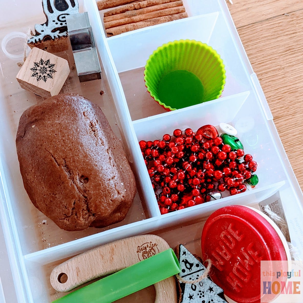 chocolate scented play dough and stamps