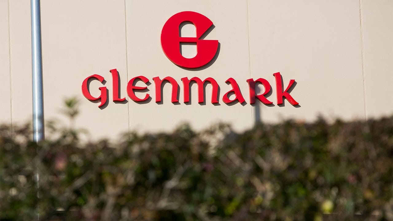 A photo of the Glenmark logo on a facility occupied by Glenmark Pharmaceuticals in Mahwah, New Jersey.