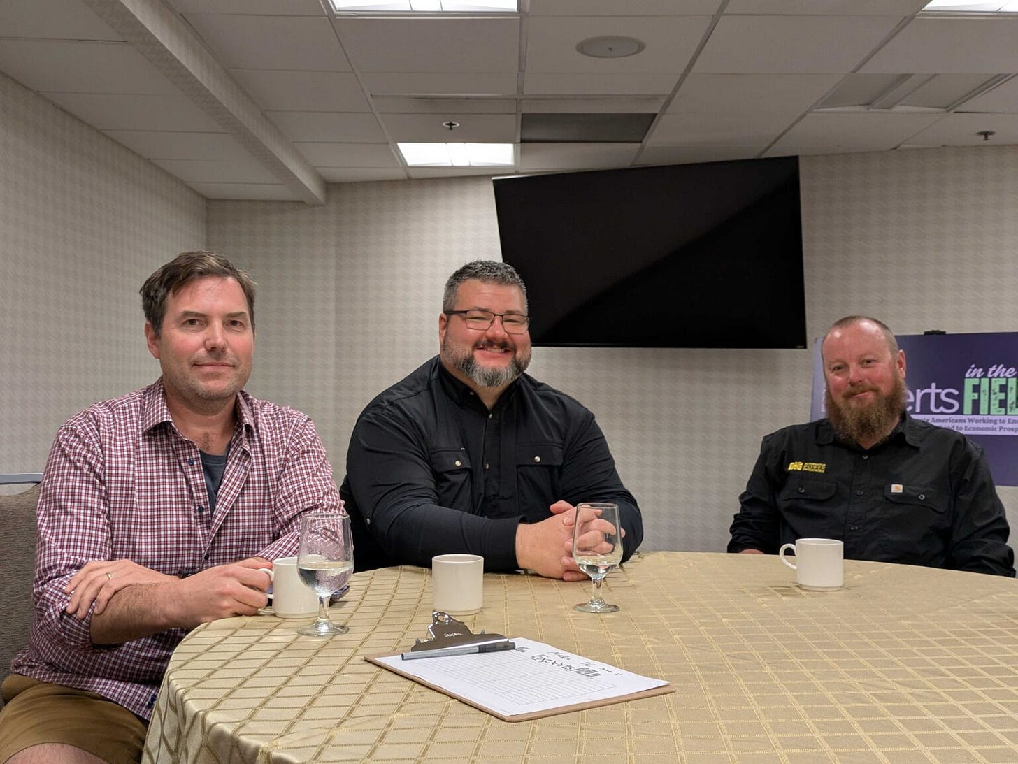 From left to right, Chase Christie, development director for Alaska Solar LLC, Josh Craft, managing partner of Wasilla, Alaska-based Crafty Energy LLC, and Josh Shipley, owner of Alternative Power Enterprises in Ridgeway, Colorado, at the Holiday Inn Express on C Street SW in Washington, D.C., on Wednesday, June 11, 2025, after meeting with staff of U.S. senators about preserving clean energy tax credits in the Republican budget reconciliation bill. (Ashley Murray/States Newsroom) From left to right, Chase Christie, development director for Alaska Solar LLC, Josh Craft, managing partner of Wasilla, Alaska-based Crafty Energy LLC, and Josh Shipley, owner of Alternative Power Enterprises in Ridgeway, Colorado, at the Holiday Inn Express on C Street SW in Washington, D.C., on Wednesday, June 11, 2025, after meeting with staff of U.S. senators about preserving clean energy tax credits in the Republican budget reconciliation bill. (Ashley Murray/States Newsroom)
