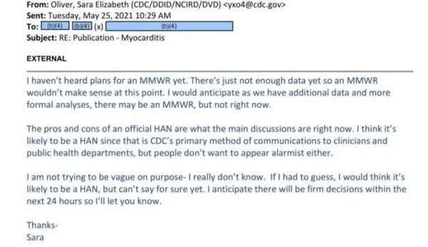 An internal CDC email. (The Epoch Times)