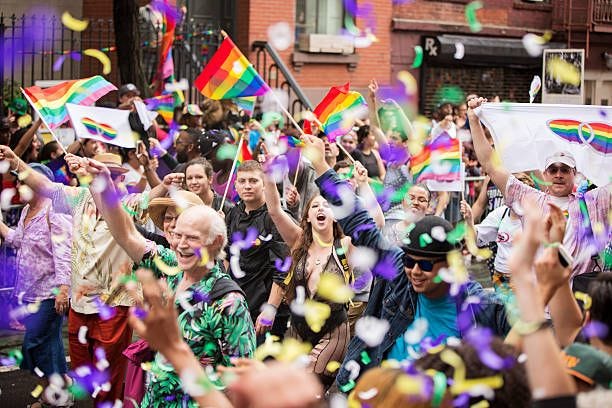 new york city gay pride parade 2015 - new york city gay pride parade stock pictures, royalty-free photos & images