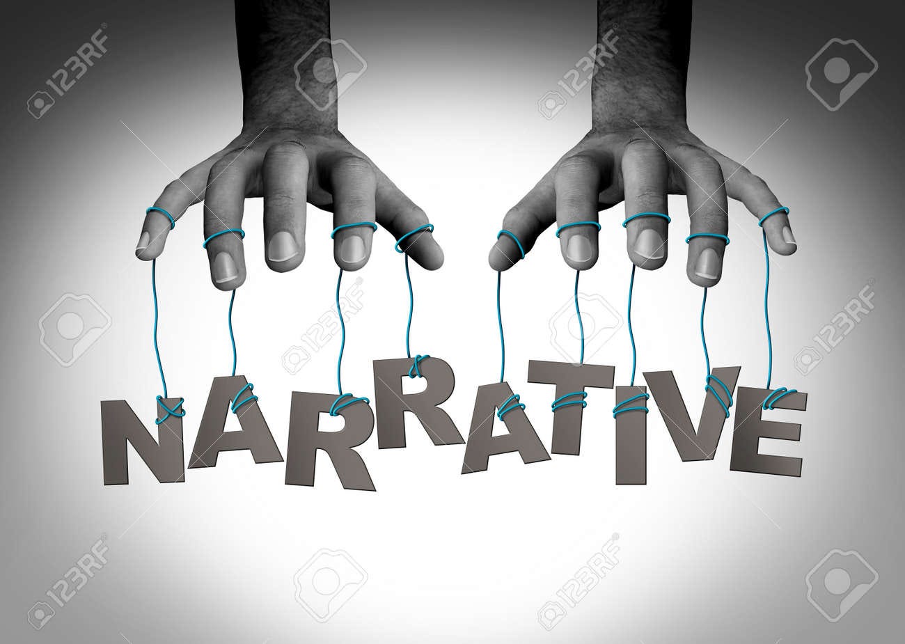 Controlling The Narrative Media Manipulation Or Directing The Conversation  As Censorship Or Political Persuasion To Control The Story As A Symbol Of A  Powerful Puppet Master In A 3D Illustration Style. Stock