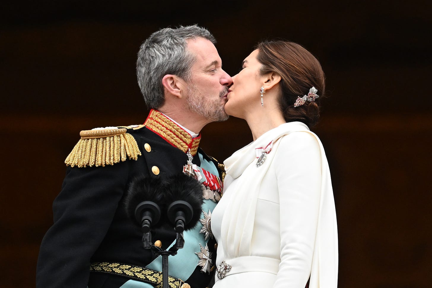 King Frederik and Queen Mary kiss after proclamation