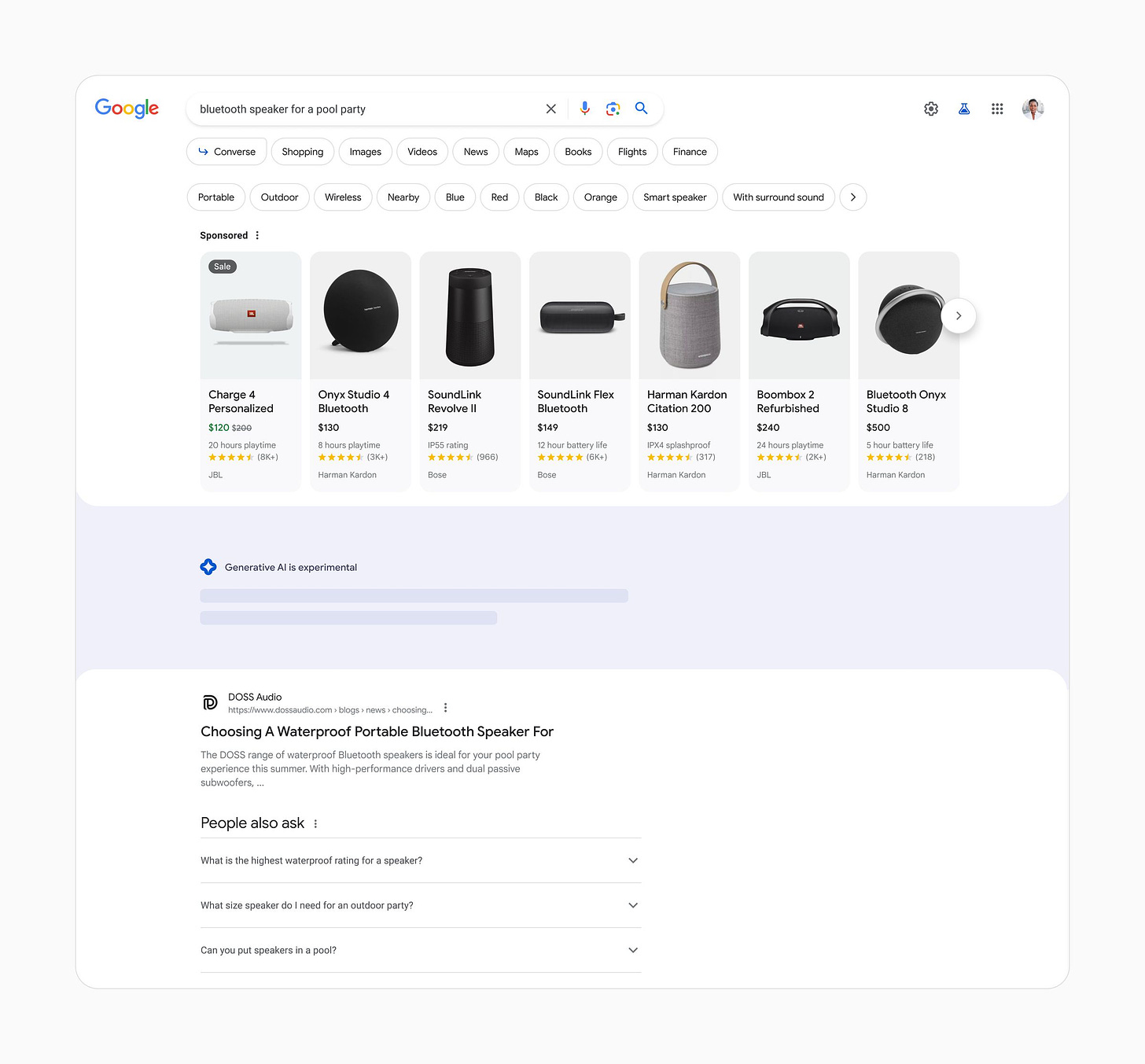 A screenshot of a search results page with ads at the top.