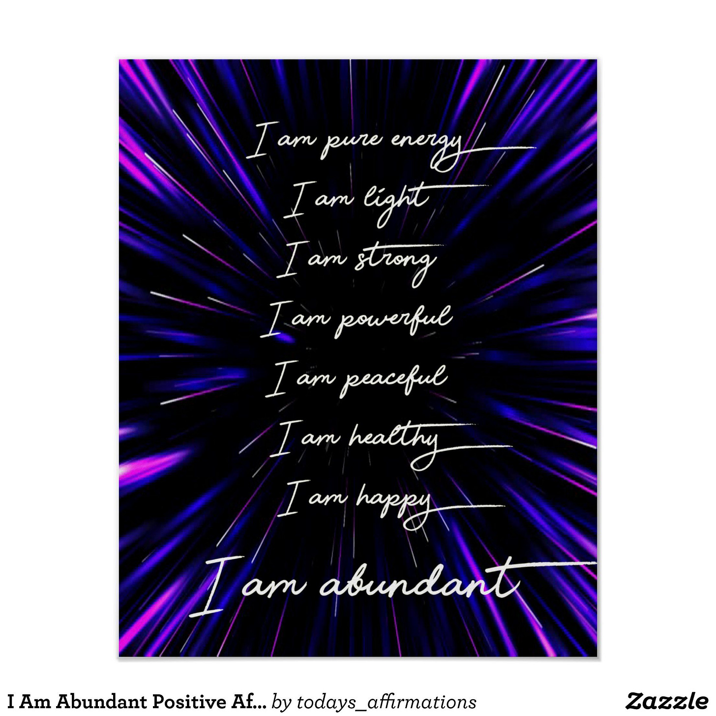 I Am Abundant Positive Affirmations Poster | Zazzle.com in 2021 ...