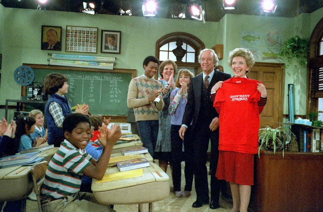 Nancy Reagan Holds a T-Shirt During Rehearsal and Taping of Television Show 