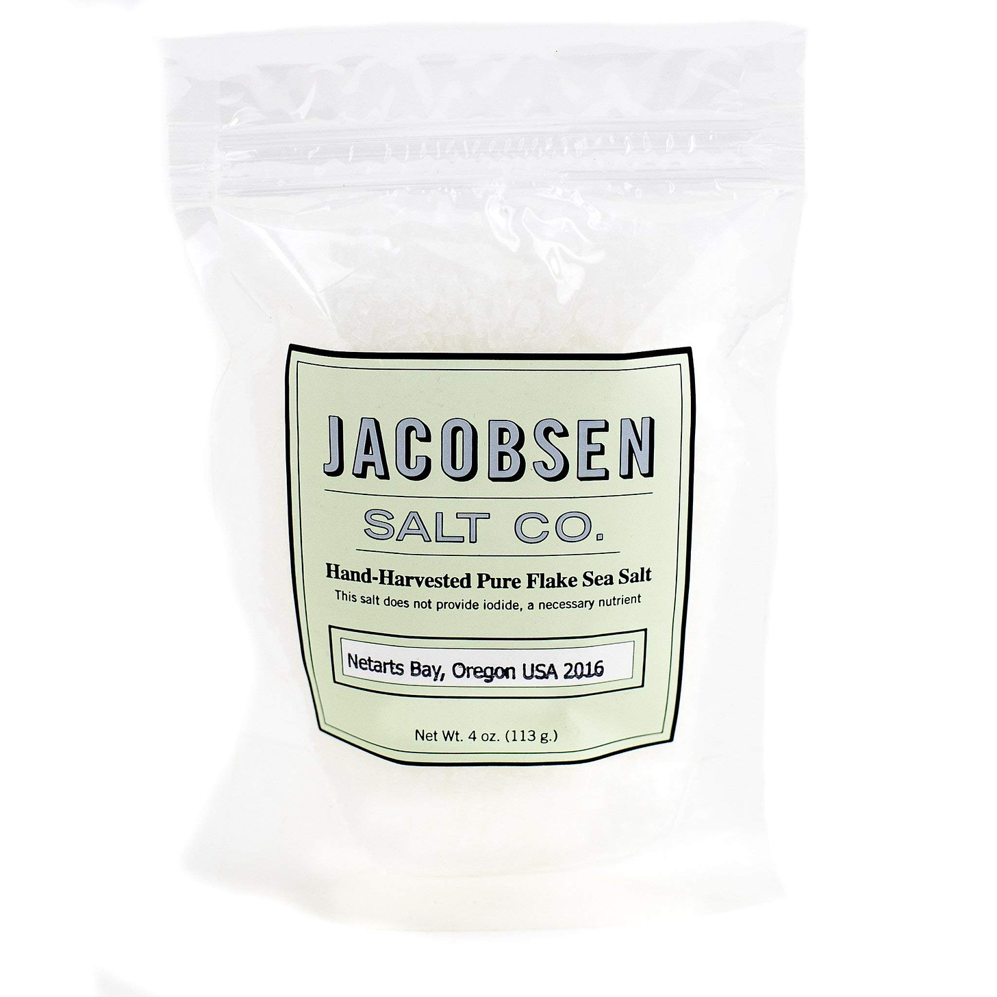 Amazon.com : Jacobsen Salt Co - 4 oz Bag of Flake Finishing Sea Salt, Hand  Harvested in Netarts Bay, ORMade in USA, 2 Pack : Grocery & Gourmet Food