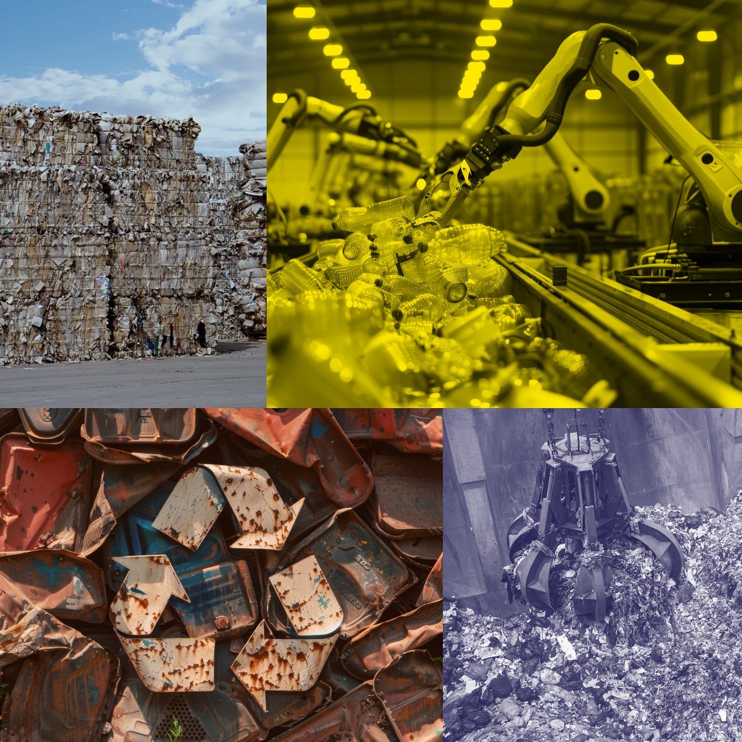 Montage of recycling center photographs