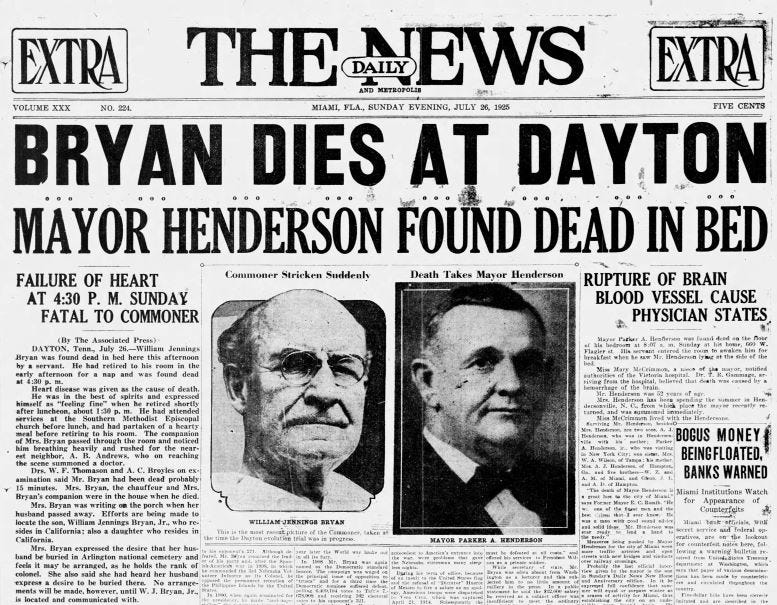 Front page of the Dayton Daily News on July 25, 1925.