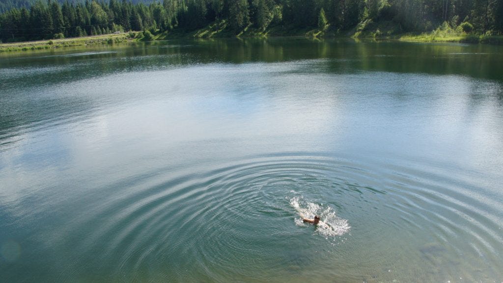 Showering off in a FREEZING lake in Montana.