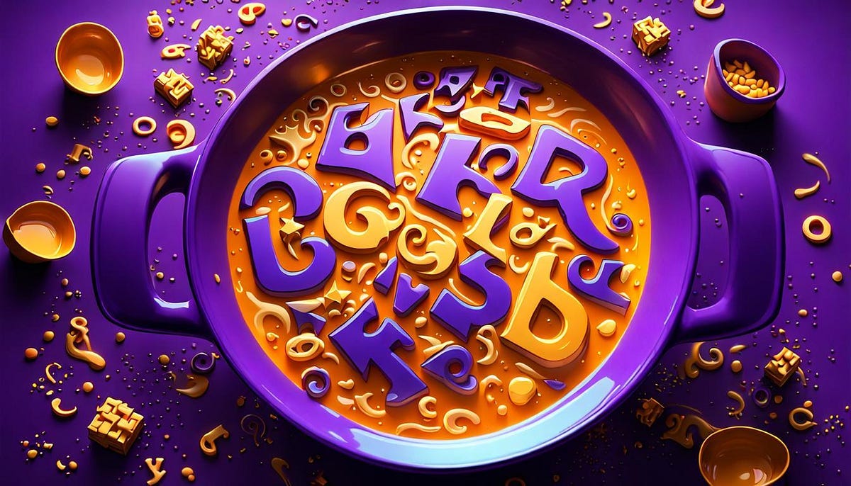 Artist depiction of a bowl of alphabet soup