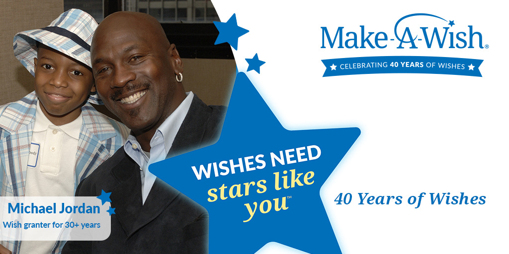Make-A-Wish America on Twitter: "Join us in honoring all-star wish granter  &amp; NBA Hall of Famer Michael Jordan, who has been granting wishes for  kids like Vaughan for over 30 years with