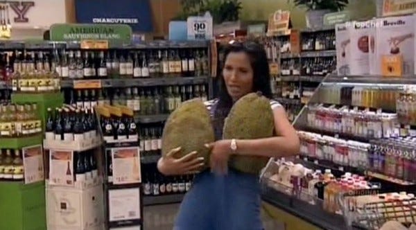 padma gets some jackfruit for top chef boston chefs