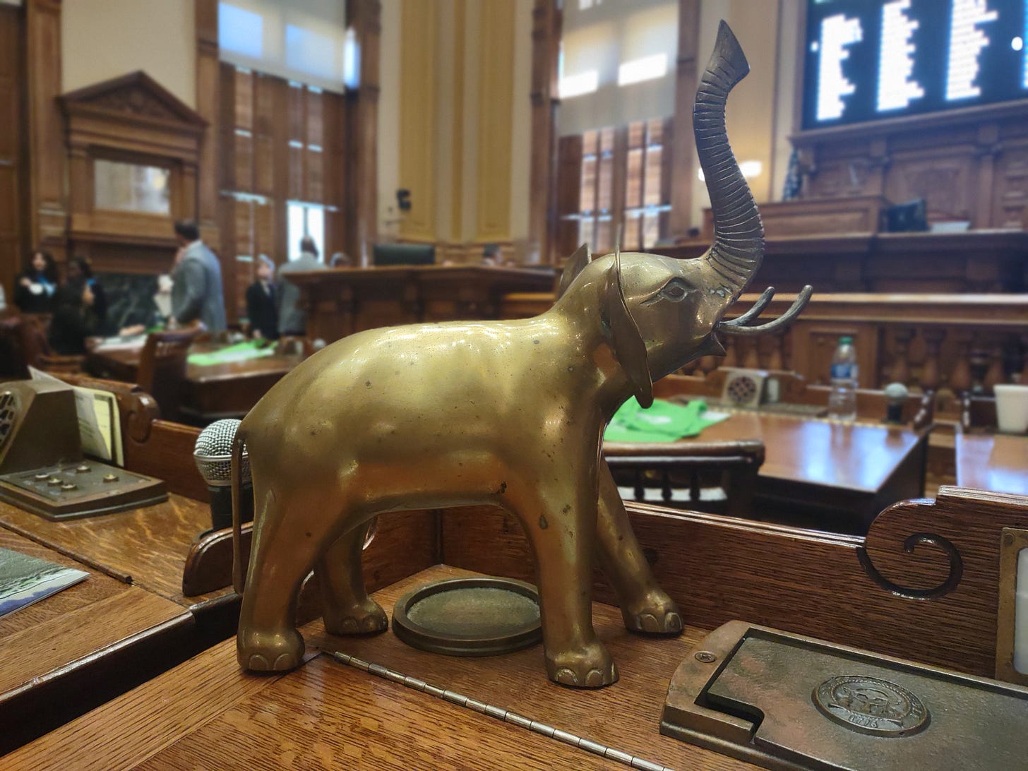 The Senate GOP brass elephant, awarded and passed along to the "best" GOP Senator each day.