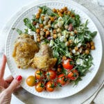 chicken chickpea salad with harissa dressing