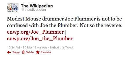 Joe Plummer vs. Joe the Plumber on Wikipedia