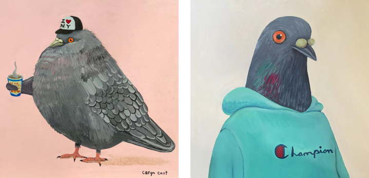 Pigeon art by Instagram's @caryncast and @c0rnqueen