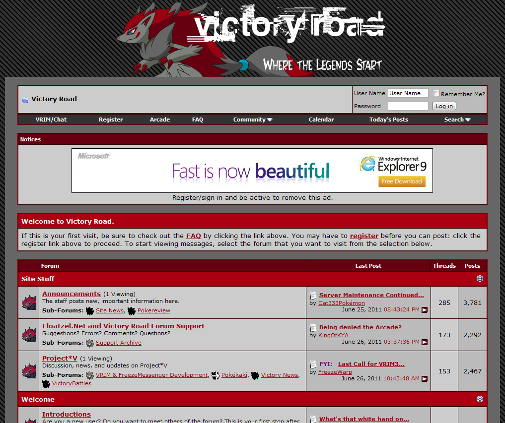 Victory Road forums from June 2011