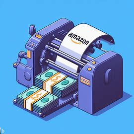machine printing money with amazon logo on it. Image 2 of 4