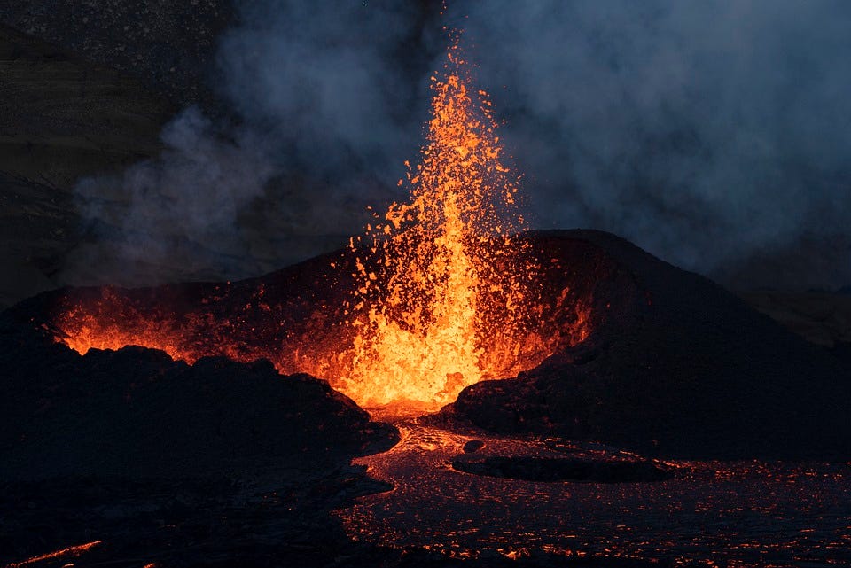 Iceland volcano erupting