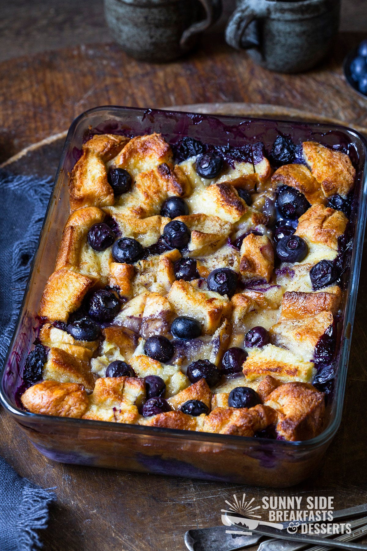 Bread pudding in a 9x13 baking dish.