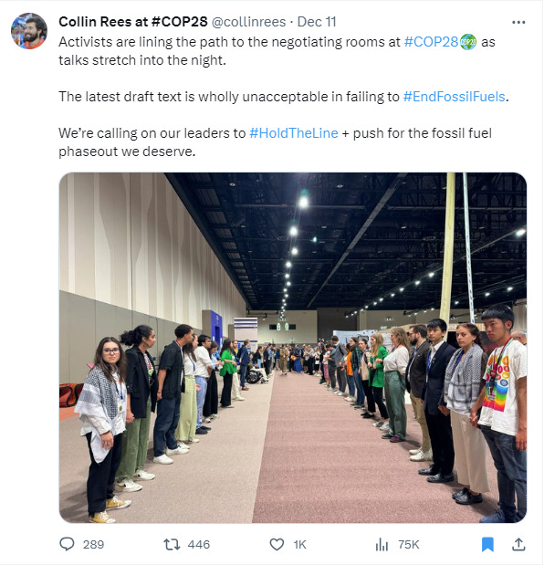 Figure 2 - Activists at COP28 demand fossil fuel phaseout