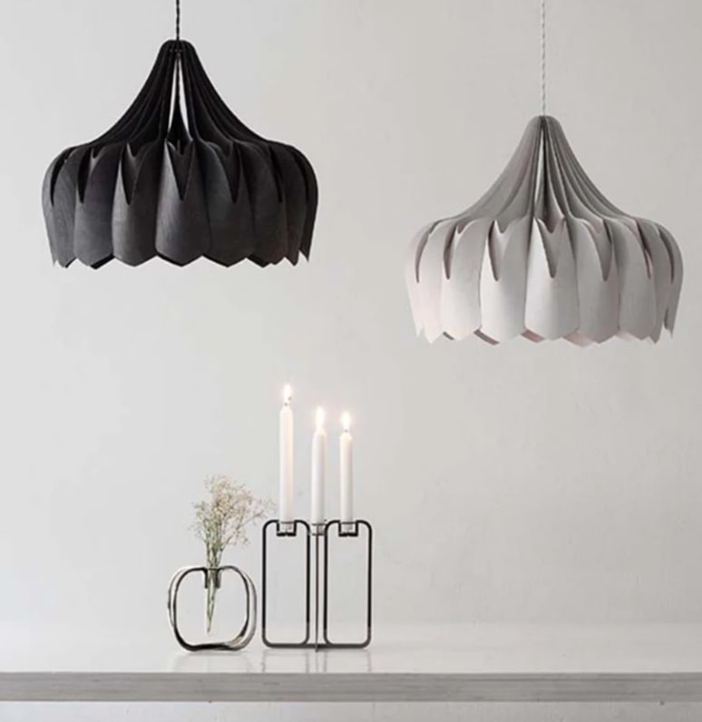 Decorative light pendants in Black and Light Grey