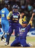 Was this a decisive moment? Tillakaratne Dilshan celebrates his spectacular catch of Rahul Dravid in the Asia Cup final © AFP Was this a decisive moment? Tillakaratne Dilshan celebrates his spectacular catch of Rahul Dravid in the Asia Cup final © AFP