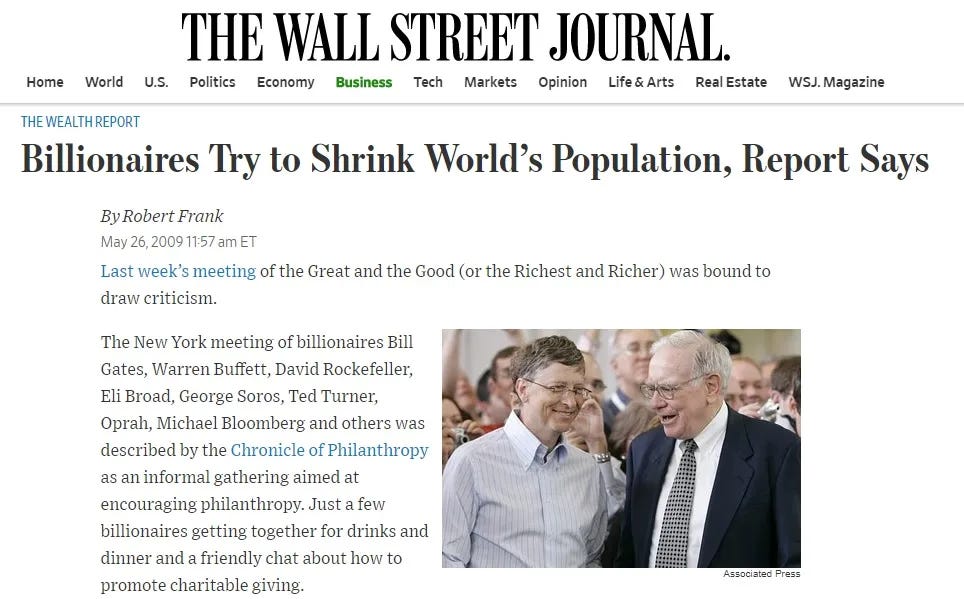 WSJ 2009 Shrink Population Gates