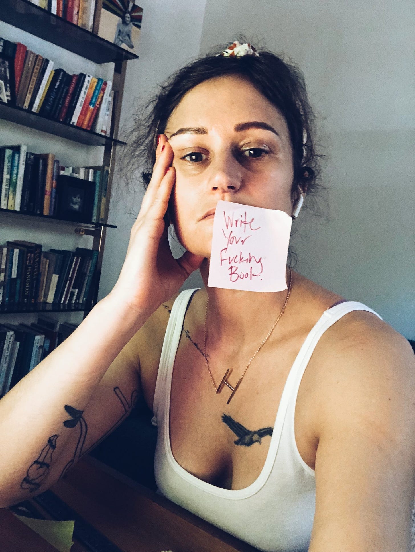 April 2019, Brooklyn New York, with that same hateful Post-It I wrote in 2016, drowning in edits at my desk..
