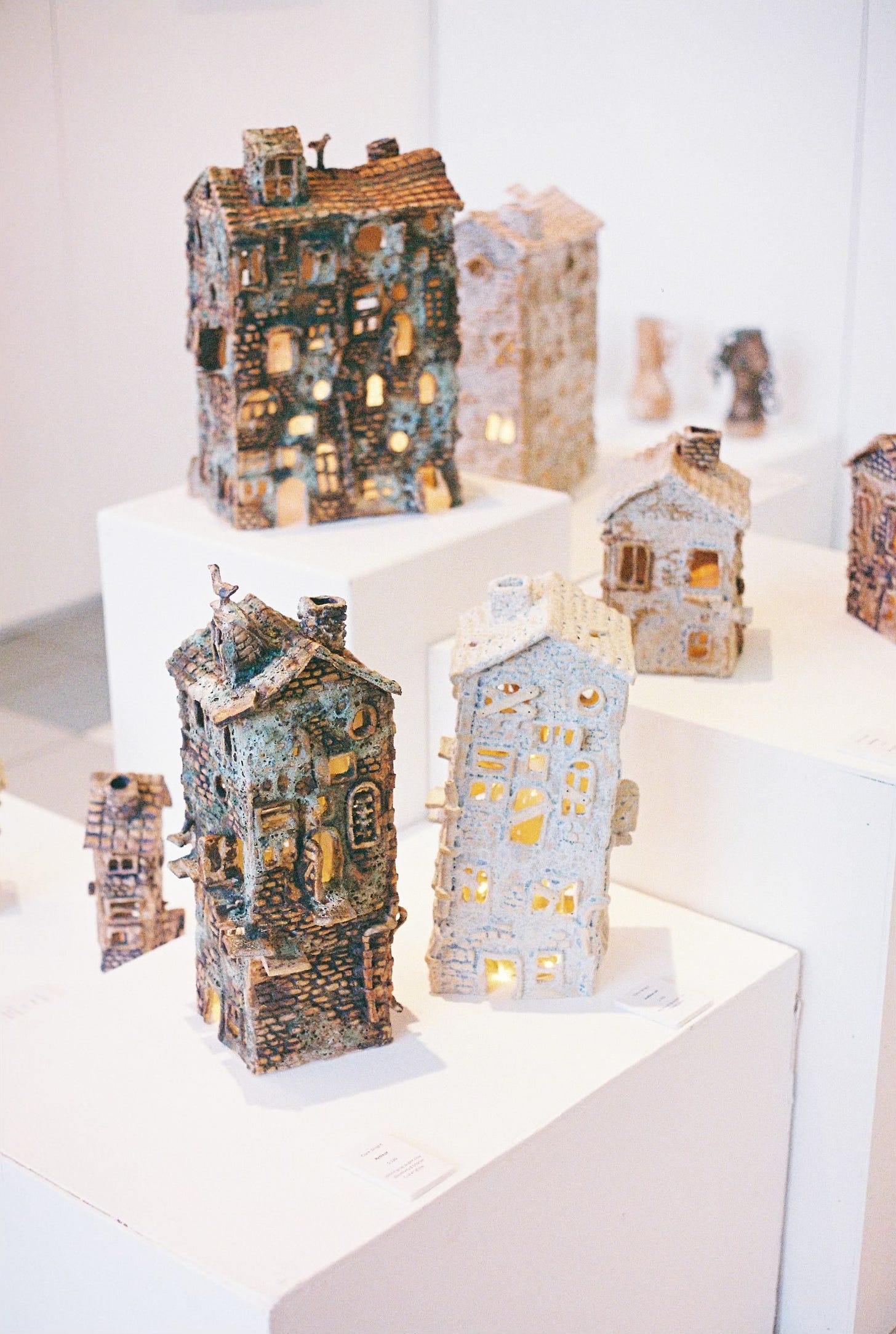 Clare Wright's Ceramic houses at her TAFE exhibition