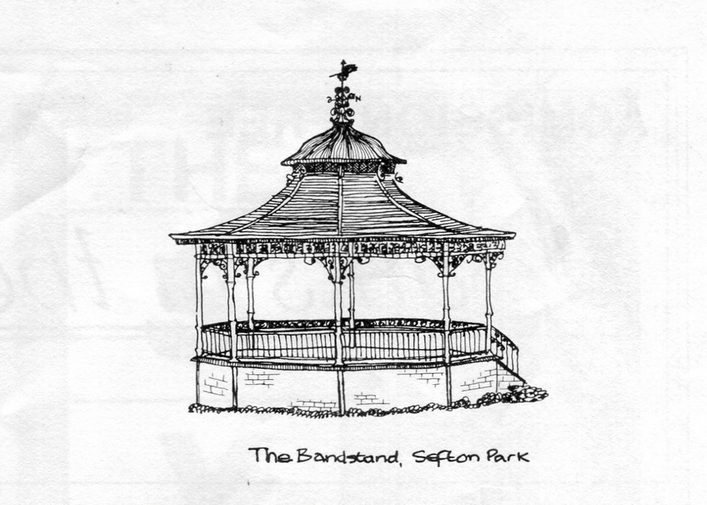 Drawing of the bandstand where the bands played, from the official Larks in the Park programme.