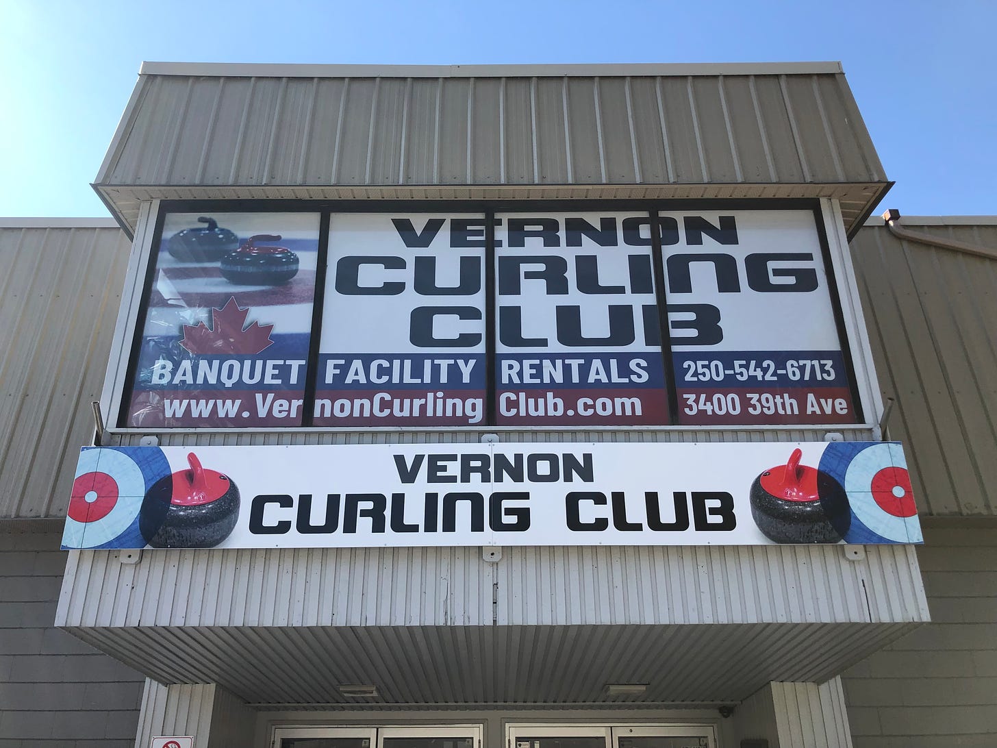 A photo of the facade of the Vernon BC curling club