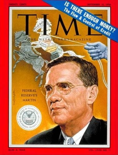 Sep. 10, 1956 Time Magazine cover featuring Fed Chair William McChesney Martin.