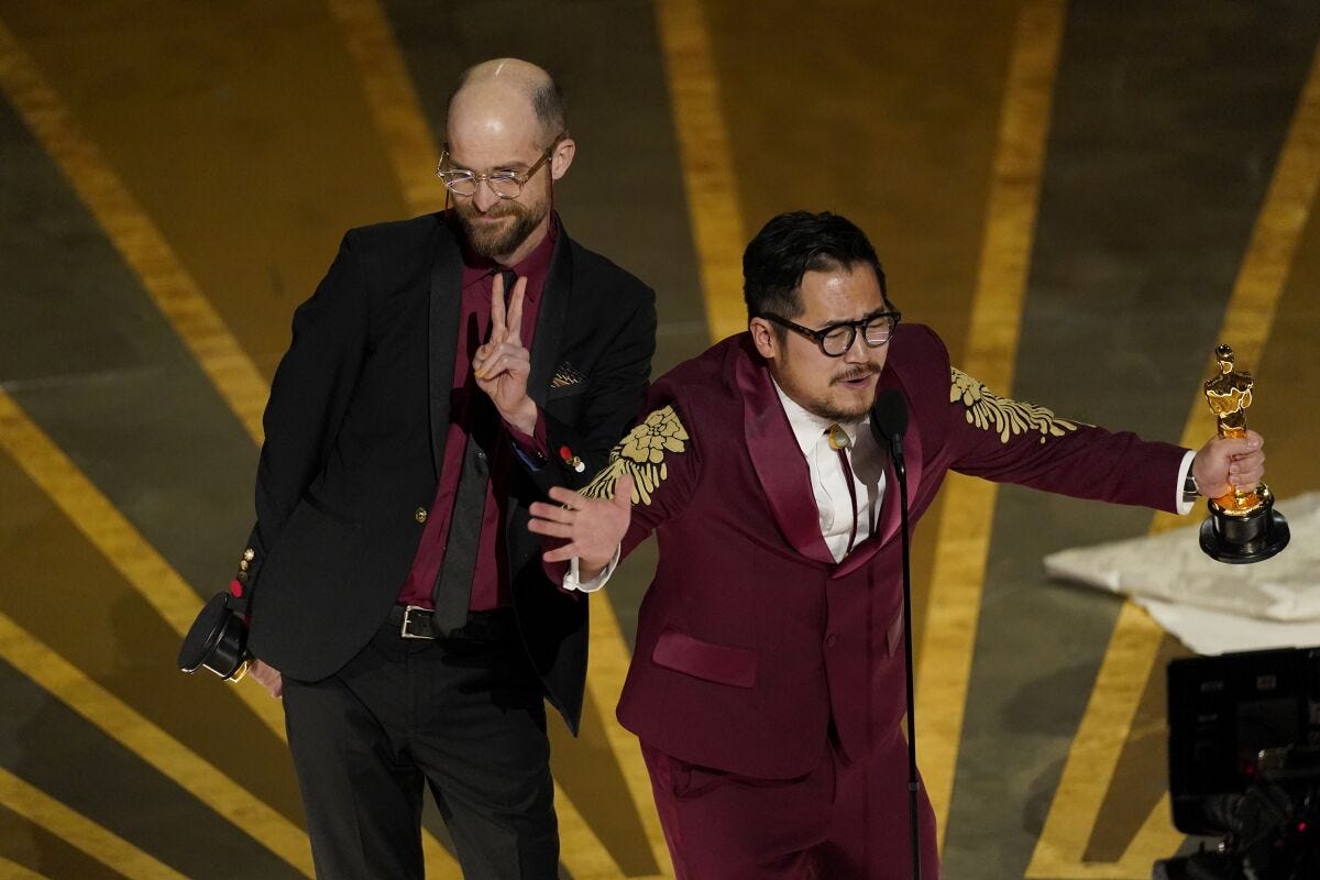 The Daniels winning for Best Direction | Image via Associated Press