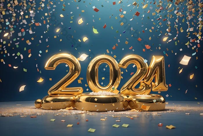 2024 Happy New Year Elegant Banner With Falling Confetti On Bright  Background Backgrounds | PSD Free Download - Pikbest