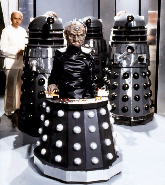 Davros with his Daleks in Genesis of the Daleks (1975)