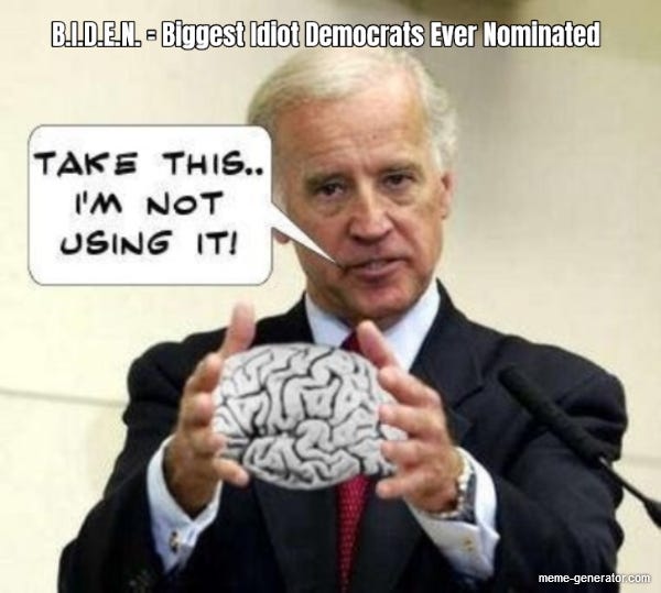B.I.D.E.N. = Biggest Idiot Democrats Ever Nominated - Meme Generator
