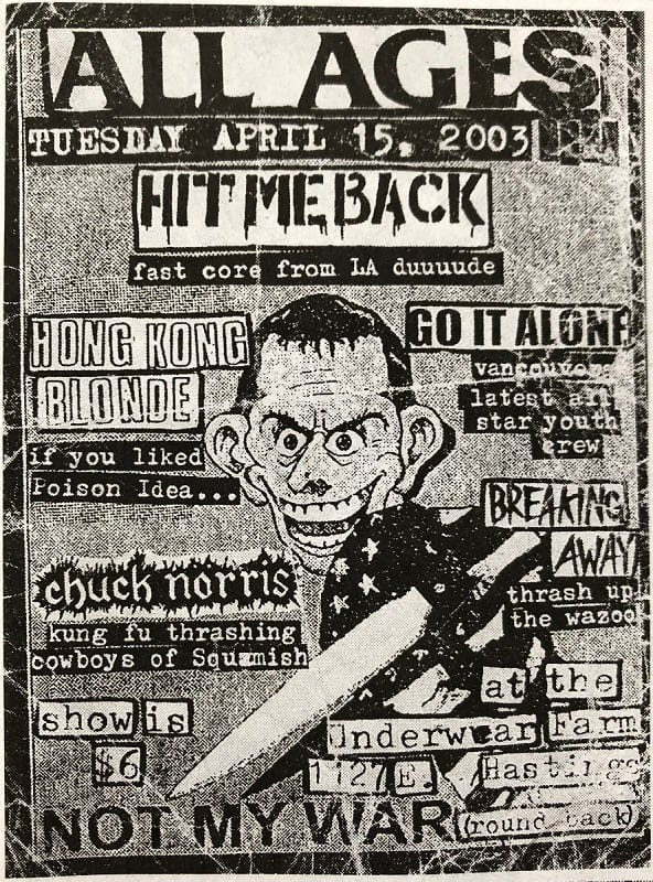 Flyer for the First Go It Alone concert show. Vancouver 2003