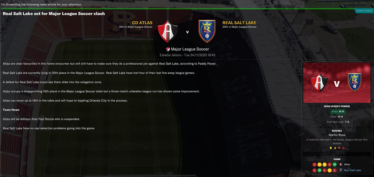 Football Manager 2021 Match Preview