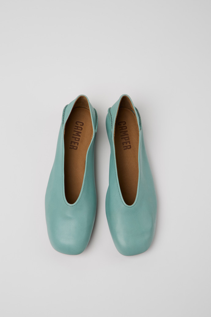 Overhead view of Casi Myra Green Leather Moccasin/Ballerina for Women.