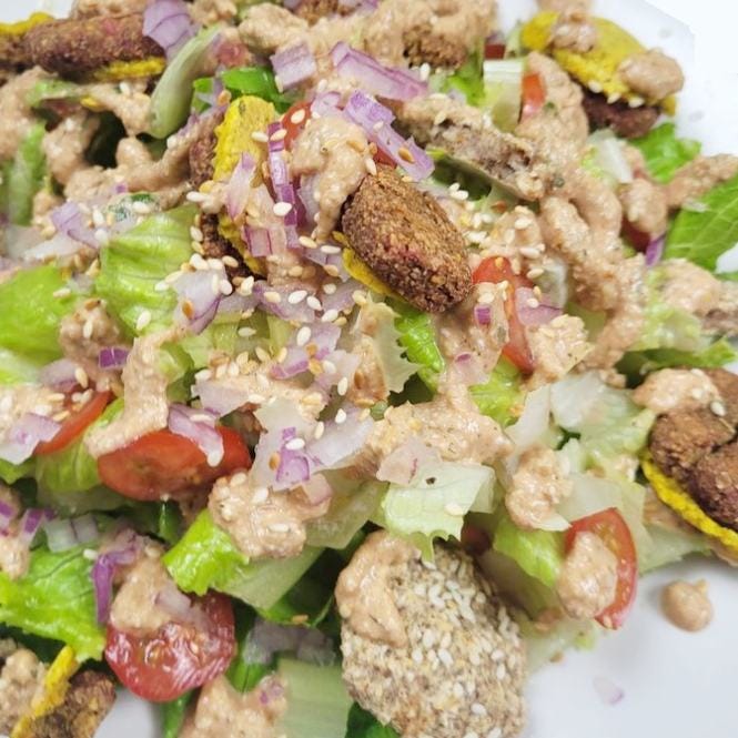 WFPB Ultimate Fast Food Cheeseburger Salad plant-based vegan cheese burgers