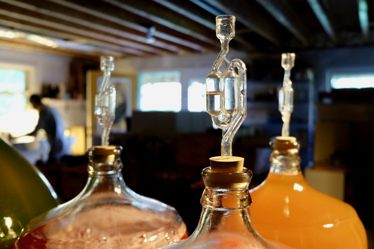 Fermentation in Teddy Weber's Tin Hat cidery in Roxbury, Vermont