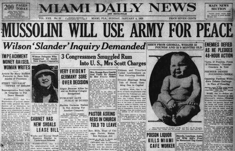 First edition of the Miami Daily News published on January 4, 1925.