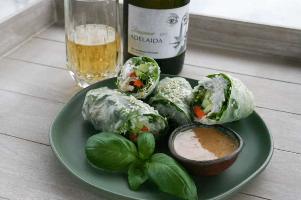 fresh spring rolls with wine pairing