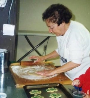 Nana making cookies alone
